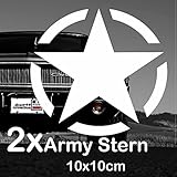 Finest-Folia 2X Army Stern Retro Oldschool Aufkleber Sticker Hotrod Rat US Star Armee 10x10cm (K013)