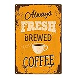 Shabby Coffee Hot Coffee Time Eisenmalerei Retro Metallplakat Tin Label Restaurant Cafe Shop Küche + Weißblech Wandbild 20x30cm YD0604I