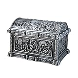 NINAINAI Schmuckkiste Haushalt Retro Small Desktop Schmuck Box Klassische Garten Schmuck Aufbewahrungsbox Mehrzweck-Aufbewahrungsbox (Color : Silver, Size : 8.8X6X5.2CM)