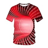 IQYU Herren Tshirt 3D-Zeittunnel Drucken Regular Fit Oberteil Mit Rundhals Fitneess Running Stretch Sportshirt Mode Urban Tops Kurzarm Atmungsaktiv Bequeme Sw