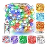 Moxled LED Lichterkette Bunt, 10M 100 LED Lichterkette Innen mit Fernbedienung und USB, Timer, Wasserdicht, 12 Modi RGB Weihnachtsbeleuchtung Außen/Innen für Schlafzimmer, Garten, Weihnachtsbaum Dek