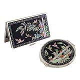 Perlmutt Bambus Design Business Kreditkarte ID Name Card Halterung Compact Spiegel Set Edelstahl Gravur Slim Geld F