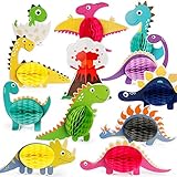 Mocoosy 12PCS Dinosaurier Party Honeycomb Ball Dekorationen, Dinosaurier Honeycomb Tiere Mittelstücke für Tischdekorationen, Dino Herzstück Tischaufsatz für Kinder Geburtstag Babydusche Partyb