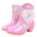 YOSICIL Mädchen Eiskönigin ELSA Stiefel Prinzessin Stiefel Warm Gefütterte Schneestiefel Winter Thermo Gummistiefel Kinder Basic Schlupfstiefel Schadstofffrei Regenstiefel Winterstiefel Pink L