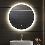 Aquamarin® LED Badspiegel - Rund 60/70/80 cm, Beschlagfrei, Dimmbar, Energiesparend, Bewegungsmelder, Touch, 3000-7000K, Modellwahl - Badezimmerspiegel, LED Spiegel, Lichtspiegel, Wandspiegel (Ø 70cm)