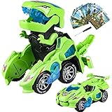 Yojoloin Dinosaurier Spielzeug Transformer Spielzeug, Transform Auto Spielzeug Spielzeugauto Geschenk für Jungen Kinder ab 3 4 5 6 7 8 9 Jahre, Switch and Go Dino Roboter Cars mit Licht und Musik