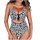 Bilbull Women Bodysuit Print Stripe Patchwork Swimming Suit Swimwear Bathing Fashion Ladies O-Neck Printed Zweiteiliger Badeanzug Weste Halfter Beachwear Verstellbarer R