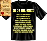 Spaßiges Sprüche Shirt! Die 10 Bier Gebote T-Shirt, als Geschenk! Mit Spassurkunde Größe: XL Farbe: schw
