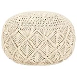 vidaXL Sitzpuff Makramee Handgefertigt Pouf Sitzpouf Puff Sitzkissen Sitzhocker Fußhocker Hocker Fußbank Ottoman Polsterhocker Fußbank Fußschemel Handgefertigt 45x30cm Baumw