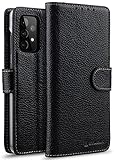 StilGut Talis kompatibel mit Samsung Galaxy A52/A52 5G/A52s 5G Hülle mit Kartenfach aus Leder, Wallet Case, Lederhülle mit Fächern, Standfunktion & Verschluss - Schw