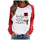 Blingko Sweatshirt Damen Ohne Kapuze Teenager Mädchen Weihnachten Sweatshirt Herbst Winter Langarm Pullis Weihnachtsmotiv Winterpulli Crew Neck Jumper Festival Outfit Damen Weihnachtsp