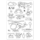 GLOBLELAND Flugzeug Stempel Hubschrauber Tiere Silikonstempel Clear Stamps Transparentes Stempel Siegel Klare Stempel für Kartenherstellung Dekoration und DIY Scrapbooking Dek