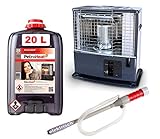 CAGO Petroleum-Ofen 3kW Tayosan 363 mit Pumpe elektrisch und Petroleum 20L Liter Camping-Heizung