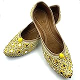Chandrakala Traditionelle handgemachte Khussa Hochzeit Braut Mojari Juti Punjabi Jutti ethnische Wohnungen (WF131), Mehrfarbig (Mehrfarbig), 39 EU