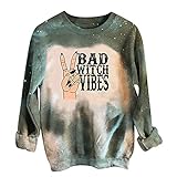 Pullover für Damen Hemden T-Shirts Sweatshirt Reverse Rainbow Tie-Dye Sternenhimmel-Print Casual Langarm Tops Oberteil B