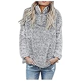 GFGHH Kapuzenpullover Damen Teddy Fleece Hoodie Lässig Fuzzy Flauschige Kordelzug Sweatshirts Langarm Einfarbig Pullover aus Soft Fleece Winter Oversized Weich Flauschig Winterpullover Sw