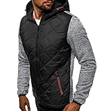 Herren Winterjacke Steppjacke in Daunenjacken-Optik mit Kapuze und Stehkragen gefütterte Winterjacke mit Taschen warme Übergangsjacke Jacke für Männer Japanischer Pullover dünne Baumwollkleidung
