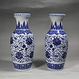 ZGNB Vintage Home Decor traditionelle chinesische Blaue und weiße Porzellanvase für Blumen EIN