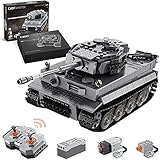 MEIDUN Technik Panzer Bausteine, CADA C61071w, Ww2 MilitäR Tiger Panzer Modellbausatz Mit Fernbedienung, 925 Teile Klemmbausteine Bauset Kompatibel Mit Leg