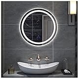 ZITIANY Runder Beleuchteter LED-Badezimmerspiegel Make-up-Spiegel Mit Hintergrundbeleuchtung Mit Sensor-Touch-Steuerung Staubdicht Anti-Beschlag Explosionsgeschützt (Color : White Light, Size : 50cm)