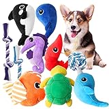 Toozey Marine Welpenspielzeug - 10 Stuck Hundespielzeug Welpen Langlebiges Hundespielzeug für Welpen/kleine Hunde - Hunde Spielsachen Kauspielzeug und Quietschspielzeug Intelligenz - Naturbaumw