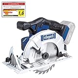 SCHEPPACH CCS165-20 Akku Handkreissäge | 20 Volt | 165 mm Sägeblatt | 55 mm Schnitthöhe | Neigbares Sägeblatt | Grundg