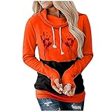 LEEDY Hoodie Halloween Damen Langarm Kapuzen Sweatshirt Outwear Herbst Winter Kapuzenpullover Langarm Halloween Print Lässige Bluse Pullover Bluse Top
