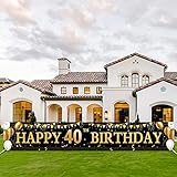 40 Geburtstag Dekoration,40 Geburtstag Mann und Frau,Extra Lange Geburtstag Banner，Deko 40. Geburtstag Frauen，Geburtstagsdeko 40, Stoff Zeichen Poster Hintergrund für Schwarz G