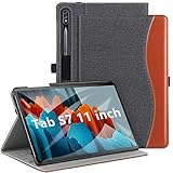 ZtotopCase Hülle für Samsung Galaxy Tab S7 2020,Premium PU Leder Schutzhülle Case Cover,mit Ständer, Mehrfachwinkel, Kartensteckplatz, für Samsung Galaxy Tab S7 11 Zoll,Denim Schw