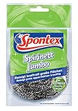 Spontex Spirinett Jumbo Edelstahl-Spirale, ideal für hartnäckigen Schmutz auf großen Oberlächen, aus rostfreiem Recycling-Edelstahl (3 x 1 Stück)