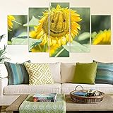 Wandbild 150X80cm Leinwandbild Sonnenblume pflanzen 5 Kunstdruck Modern Wandbilder Design Malerei Wohnzimmer HD Poster Wohnkultur G