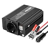 Bapdas 300W Kfz-Wechselrichter / Spannungswandler DC 12 V auf AC 230 V, 220V inkl. USB-Anschlüssen (4,2 A)