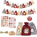 SANOTO Adventskalender Zum Befüllen, Adventskalender Selber Befüllen, Adventskalender Säckchen, Jutesäckchen Adventskalender Zum Befüllen Stoff Selbst Befüllen Ideen Beutel Kaufen Kinder Diy