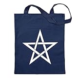 Kiwistar Pentagramm Motiv 2 Tragetasche Baumwolltasche Stoffbeutel Umhängetasche Langer Henk