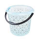 keeeper Eimer mit integrierter Mess-Skala und ergonomischem Griff, 10 l, Ilvie Polygon, Eisblau-Transparent, Polypropylen, Weiß