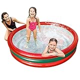 Augneveres Aufblasbares Planschbecken Glow Kinder Aufstellpool, 3-Ring Planschbecke Family Pool 166 x 166 x 33 cm Safety