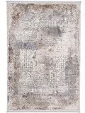 carpetfine Vintage Teppich Liyath Braun 200x250 cm | Moderner Teppich für Wohn- und S