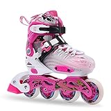 LDH Eeinstellbare Inlineskates, Rollerblades für Kinder 3-12 Jahre Alt Kinder Rollschuhe Slalom Free Skating Atmungsaktives Mesh, Rollerskates (Farbe : Blau, Size : Small)