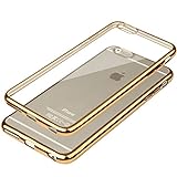 tomaxx Hülle für Apple iPhone 8, Apple iPhone 7 Hülle Transparent Rand Gold - Schutzhülle aus Silikon Handyhülle Flexibel Kantenschutz - G