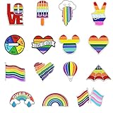 Regenbogen Flagge Broschen,Yueser 15 Stück Regenbogen Emaille Pins Anstecknadeln LGBT Pride Regenbogen Broschen Regenbogen Flagge Broschen für Pullover Schals Kopftücher Kleider Anzüg