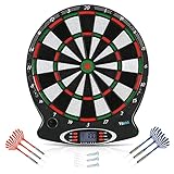 Elektronische Dartscheibe, Dartautomat mit LCD Beleuchteten Ziffern, Elektronik Dartboard mit 6 Dartpfeilen Profi Darts Turnierscheibe, für Partys und Spieleabende Outdoor 15'