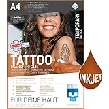 SKULLPAPER® temporäre Tattoo-Transferfolie FÜR DIE Haut - SEHR GUT getestet - für Tintenstrahldrucker (A4-4 Blatt)