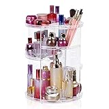 Easyhouse 360 ° drehbarer Make-up-Organizer, verstellbarer Multifunktions-Kosmetik-Organizer, große Kapazität, Schmuck-/Parfüm-Ständer (transparent)