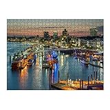 artboxONE Ravensburger-Puzzle L (500 Teile) Städte / Hamburg Hamburg bei Nacht - Puzzle Hamburg Elbe elbp