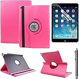 Bezug aus Luxus PU Leder für iPad Air 2 Schutzhülle, Smart Cover Case Anti Schock mit Klappe/Stand Positionierung Halterung für Apple iPad Air 2 Smart Case + Film + Stylus rot/