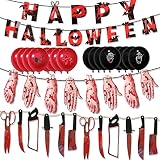 Uciy Halloween Girlande Horror Deko, Happy Halloween Banner und 16pcs Halloween B