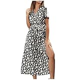 Fashion Womens Casual Loose Sexy Floral mittellanges unregelmäßiges kurzärmliges Kleid 349 Rock kurzes mit Karomuster ausgestelltes minikleid in wickelkleid hoher und Bandag