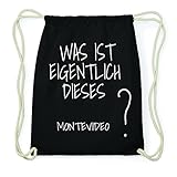 JOllify Montevideo Hipster Turnbeutel Tasche Rucksack aus Baumwolle - Farbe: schwarz – Design: was ist eigentlich - Farbe: schw