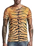 COSAVOROCK Herren Tiger Skin Kurzarm T-Shirt Tiger L