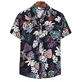 Shirt Herren Casual Retro Mode Revers Herren Kurzarm Sommer Urlaub Lose Version Cooles Bequemes Atmungsaktiv Herren Freizeithemd TC69 XL